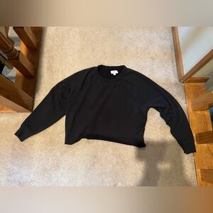 Aerie women’s black distressed crewneck sweater size medium